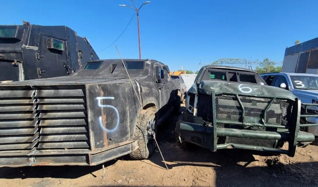 FGR destruye 23 vehículos “monstruo” en Tamaulipas