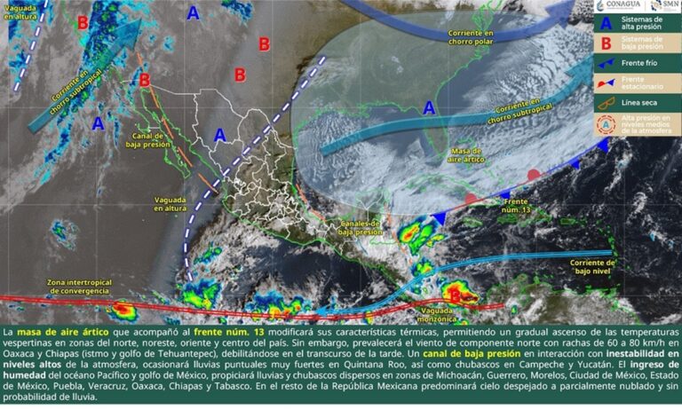 Alertan por ingreso de Frente Frío 14 a México este jueves: SMN