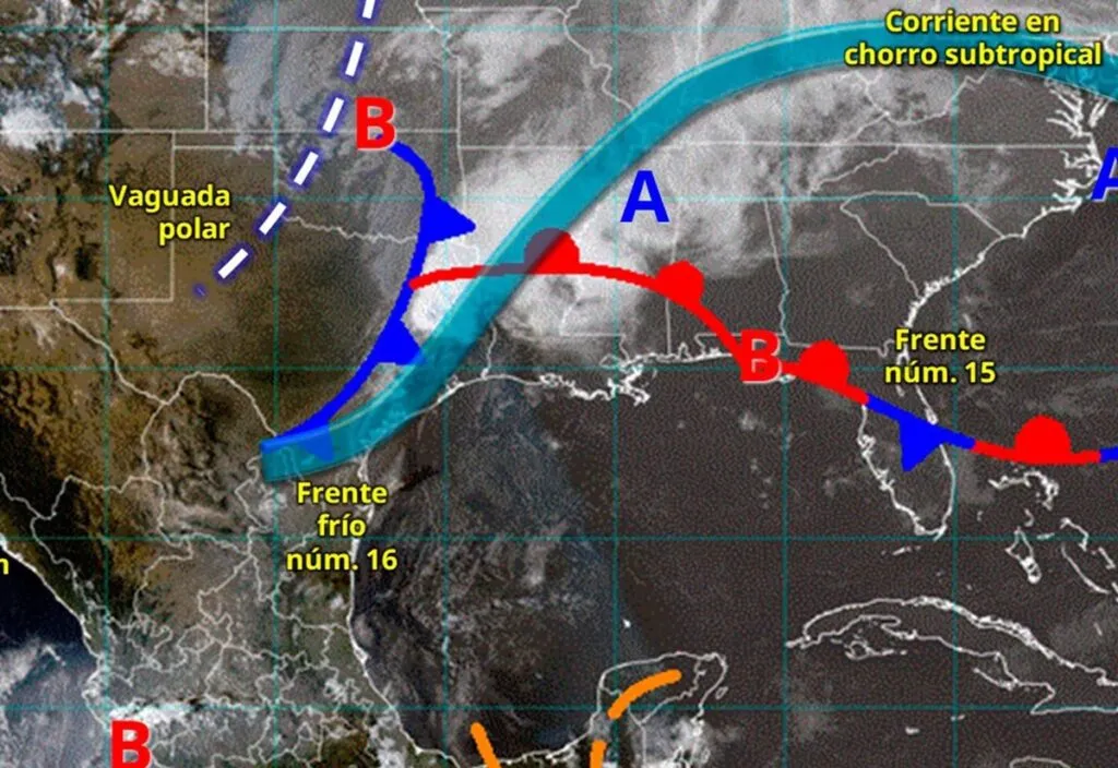 Frente frío 16 provocará bajas temperaturas y lluvias en el norte y noreste del país