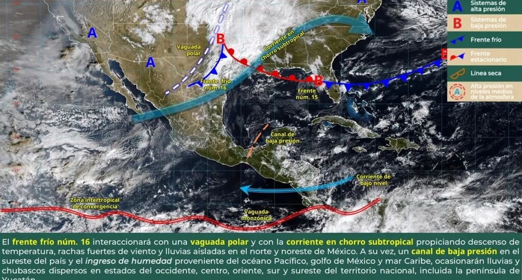 Prevé SMN bajas temperaturas y lluvias en México