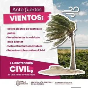 Advierte PC sobre vientos fuertes durante los próximos días