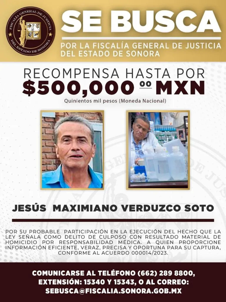 Sonora ofrece 500 mil por médico ligado a muertes