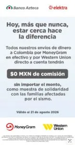 Banco Azteca y Elektra apoyan a Colombia con transferencias gratuitas
