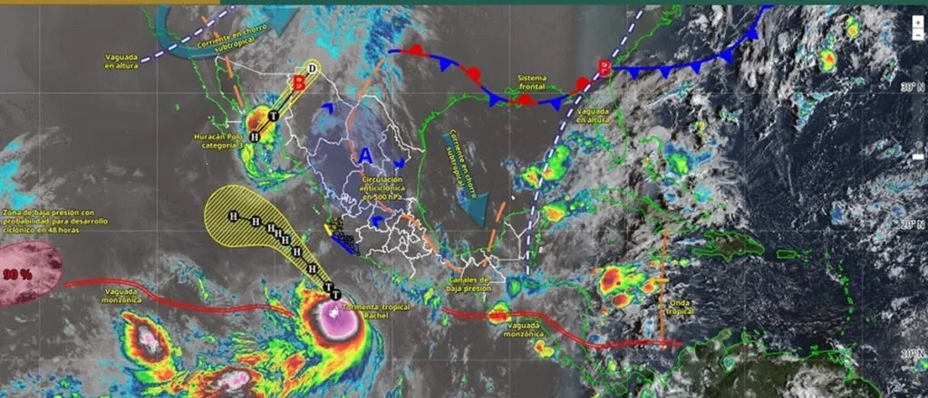 Polo, huracán categoría 1, se localizó a 20 km al sur de Guaymas, Sonora